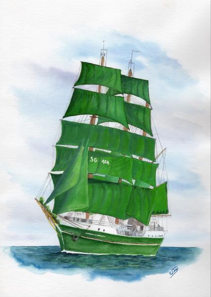 Folienmagnet Aquarell Maritim Kunst Druck Kunstdruck Alexander von Humboldt Alex Schiff Segelschiff Schulschiff